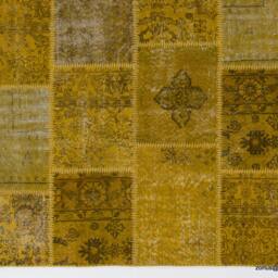 Yellow Handmade Turkish Patchwork Rug - thumbnail 2