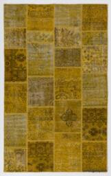 Yellow Handmade Turkish Patchwork Rug - thumbnail 1