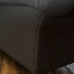 British Handmade Large 4 Seater Charcoal Grey Herringbone Wool Chesterfield Sofa - thumbnail 4