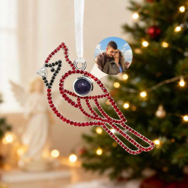 Custom Cardinal Christmas Photo Ornament, Photo Projection Red Bird Decor, Family Tree Decor, Memorial Picture Ornament, Christmas Gift For Mom - image 1