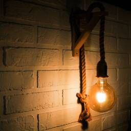 Rope Sconce Handmade Loft Style Minimalist Wooden Lamp Vintage & Rustic Design - thumbnail 2