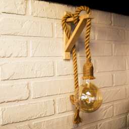 Rope Sconce Handmade Loft Style Minimalist Wooden Lamp Vintage & Rustic Design - thumbnail 1