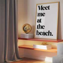 Meet Me At The Beach Print - Black & White Ocean Print, Wall Art, House Art Quote Prints, Surf - thumbnail 3