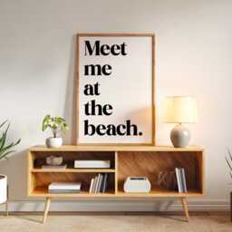 Meet Me At The Beach Print - Black & White Ocean Print, Wall Art, House Art Quote Prints, Surf - thumbnail 2