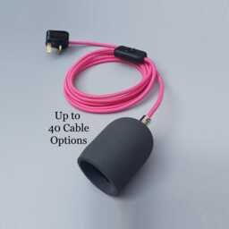 Plug in Pendant Light - Cement Hanging Fabric Cable Wall Cord & Modern E27 Grey Concrete Lamp Holder Reading, Ambient Mood Lighting