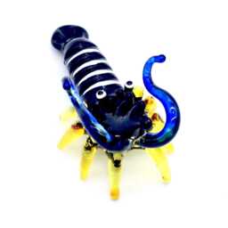 Hand Blown Glass Miniature Shrimp Prawn Little Animal Black Blue Yellow Figurine Statue Decoration Collectible Small Craft Painted Figure - thumbnail 2