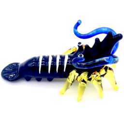 Hand Blown Glass Miniature Shrimp Prawn Little Animal Black Blue Yellow Figurine Statue Decoration Collectible Small Craft Painted Figure - thumbnail 3