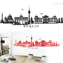 Wall Sticker Berlin Skyline Silhouette City Panorama Sticker 4 Sizes Decal Art W115B - thumbnail 3