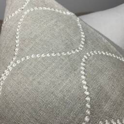Ogee Embroidered Cushion Cover, Pillow Throw Pillow, Ellewood Knot John Lewis Furnishing Fabric, Natural - thumbnail 2
