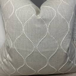 Ogee Embroidered Cushion Cover, Pillow Throw Pillow, Ellewood Knot John Lewis Furnishing Fabric, Natural - thumbnail 4