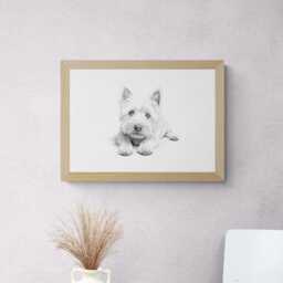 West Highland White Terrier Print, Cute Dog Vintage Sketch, Farmhouse Decor, Westie Gifts - thumbnail 3
