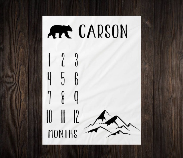 Woodland Milestone Blanket Monthly Growth Tracker Soft Fleece Bear Baby Shower Gift Newborn Watch Me Grow Boy - image 1