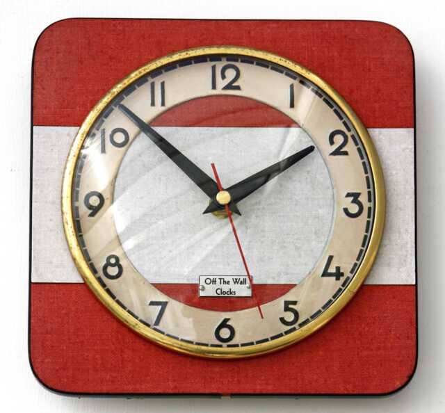 Retro Red Wall Clock - 19cm New Handmade Formica Style Mid Century Vintage French Gift Off The Clocks - image 1