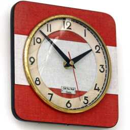 Retro Red Wall Clock - 19cm New Handmade Formica Style Mid Century Vintage French Gift Off The Clocks - thumbnail 2