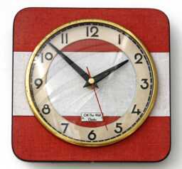 Retro Red Wall Clock - 19cm New Handmade Formica Style Mid Century Vintage French Gift Off The Clocks - thumbnail 1