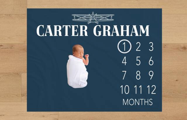 Airplane Baby Milestone Blanket Personalized Monthly Custom Aviation Shower Gift For New Mom Keepsake One Year - image 1
