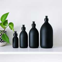 Matt Black Glass Soap Dispenser Bottle - Plastic Pump Choice Of Sizes Bathroom & Kitchen - thumbnail 3
