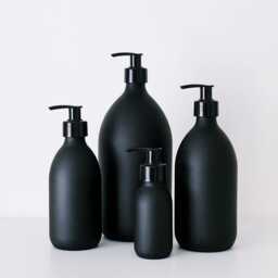 Matt Black Glass Soap Dispenser Bottle - Plastic Pump Choice Of Sizes Bathroom & Kitchen - thumbnail 4