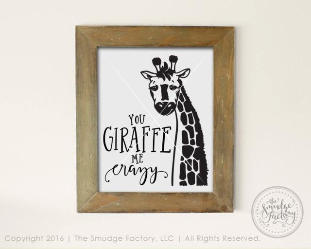 Giraffe Nursery Art Print, You Me Crazy - Digital Download - image 1