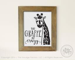 Giraffe Nursery Art Print, You Me Crazy - Digital Download - thumbnail 1