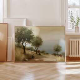 Mediterranean Landscape Poster, Olive Tree Paper Wall Art - thumbnail 4