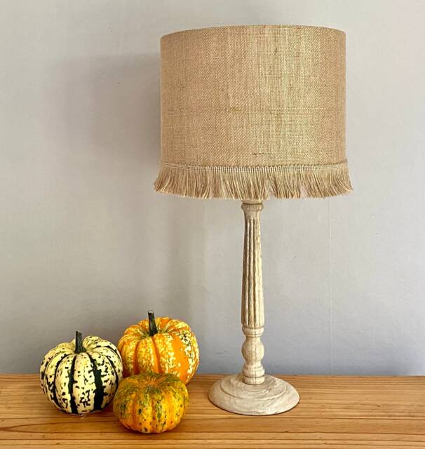 Hessian Lampshade Or Ceiling Gold Sparkle Thread With Fringe