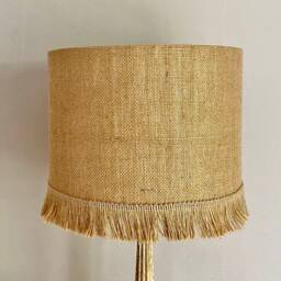 Hessian Lampshade Or Ceiling Gold Sparkle Thread With Fringe - thumbnail 3