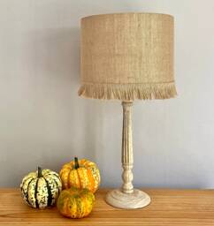 Hessian Lampshade Or Ceiling Gold Sparkle Thread With Fringe - thumbnail 1