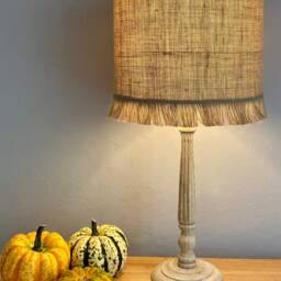 Hessian Lampshade Or Ceiling Gold Sparkle Thread With Fringe - thumbnail 2