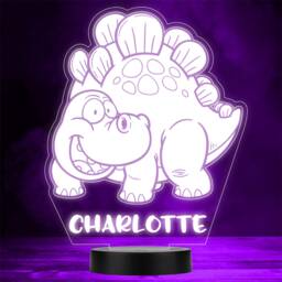 Kids Cute Dinosaur Stegosaurus Smiling Led Personalised Gift Night Light - thumbnail 1