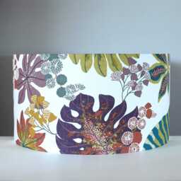 Scandinavian Bird Fabric Lampshade, Gold Lining Option, 30cm To 45cm ?? Woodland Forest Tree Leaf Drum Ceiling Funky Purple Pink Green - thumbnail 4