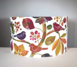 Scandinavian Bird Fabric Lampshade, Gold Lining Option, 30cm To 45cm ?? Woodland Forest Tree Leaf Drum Ceiling Funky Purple Pink Green