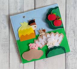 Felt Farm Quiet Book Page Montessori Toddler Activity - thumbnail 1