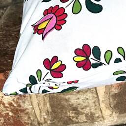1280. Folk Flowers 100% Cotton Cushion Cover, Various Sizes - thumbnail 2
