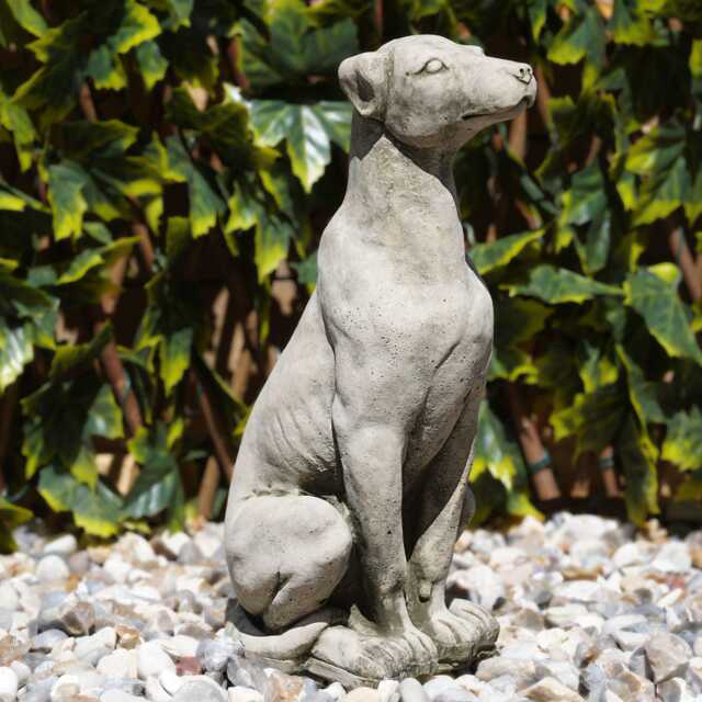Sitting Puppy Dog Stone Statue - Animal Garden Outdoor Ornament Decoration - image 1