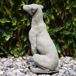 Sitting Puppy Dog Stone Statue - Animal Garden Outdoor Ornament Decoration - thumbnail 2