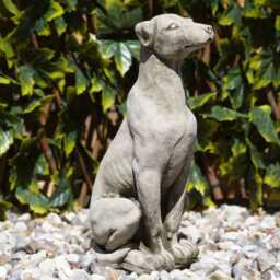 Sitting Puppy Dog Stone Statue - Animal Garden Outdoor Ornament Decoration - thumbnail 1