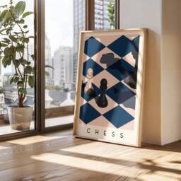 Chess Art Print - Minimalist Strategy Game Poster Bold Geometric Wall - thumbnail 2