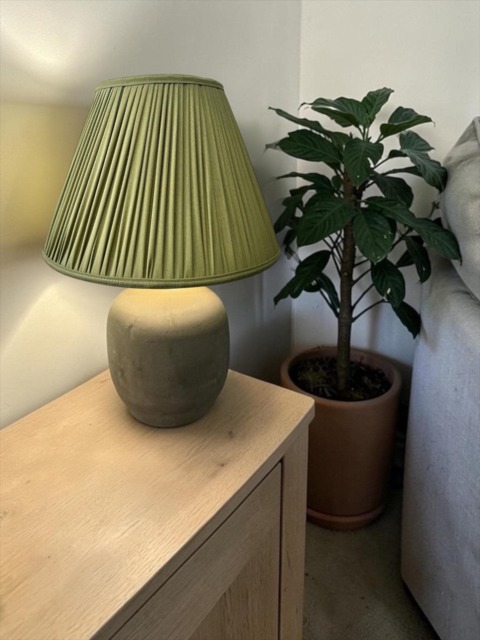Olive Green Pleated Lampshade Handmade Fabric Pendant, Table & Floor Lamp - image 1