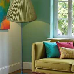 Olive Green Pleated Lampshade Handmade Fabric Pendant, Table & Floor Lamp - thumbnail 3