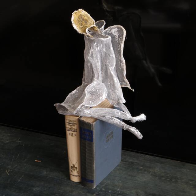 Tree Topper For Christmas Tree Metal Art Figurine Abstract Angel Watching Over You Sculpture Ooak - image 1
