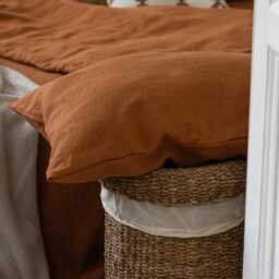 Cinnamon Linen Pillow Case, Natural Organic Cover, Envelope Closure Pillowcase in 20x20, 26x26, 16x16, Custom Sizes, Bed - thumbnail 1