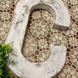 Letter C in Soft White ~ 16 Inches Tall Large Cottage Decor Distressed With Black Accents Wall Mount Of Free Standing - thumbnail 3