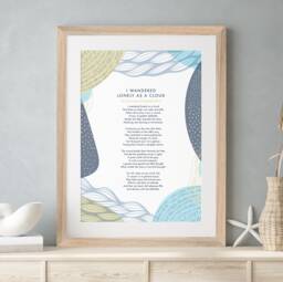 Seaside Theme Poem Favourite Words Personalised Print. Use Your Own Words. Unframed Poster A4, A3, A2. Custom Made Beach Vibes Blues Decor - thumbnail 1