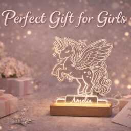 Personalised Unicorn Night Light For Girls - Custom Name Led Lamp Kids Bedroom Decor - thumbnail 4