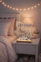 Personalised Unicorn Night Light For Girls - Custom Name Led Lamp Kids Bedroom Decor
