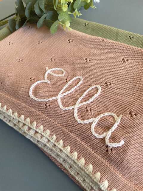 Personalised Baby Blanket With Hand-stitched Name - image 1