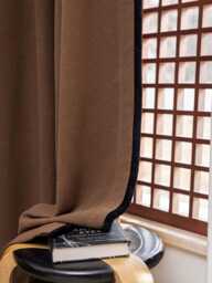 Dillnerson Linen Cotton Curtain With Black Trim, 6 Colors, Semi-Blackout Window Drape For Living Room Bedroom, Up To 85% Light Blocking, 1Pc - thumbnail 1