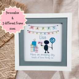 Unique 50Th Birthday Pebble Frame - Customised Gift For Her, Art Birthday Gift Sister, Friend, Mum, Or Daughter - thumbnail 2