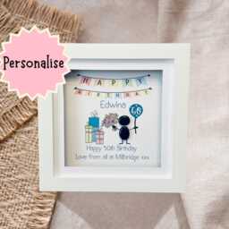 Unique 50Th Birthday Pebble Frame - Customised Gift For Her, Art Birthday Gift Sister, Friend, Mum, Or Daughter - thumbnail 3